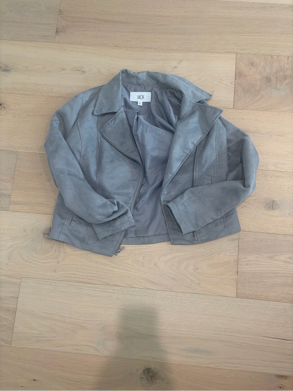 Jack by BB Dakota Light Gray Suede Bomber Jacket